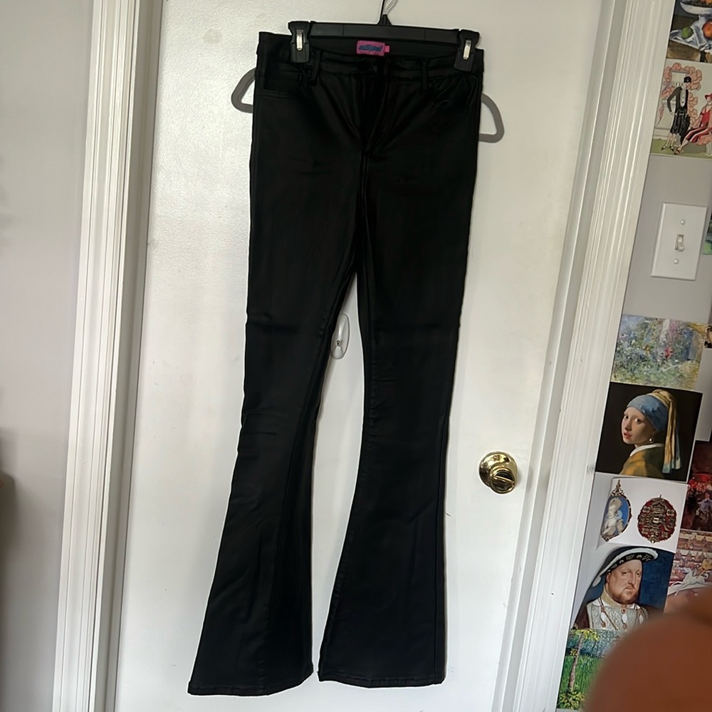 Edikted pleather flare black pants, size large
